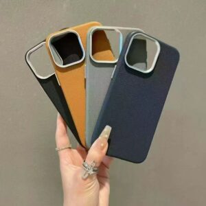 Luxury Textured Hard Back Case with Metal Camera Frame